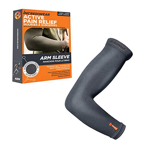 Incrediwear Arm Sleeve – Infrared Arm Sleeves for Men & Women, Arm Support | Muscle Recovery & Muscle Pain Relief for Tennis Elbow Tendonitis, Arm Sleeves for Baseball, Basketball, Football, Working Out - color: Charcoal, size: Small/Medium (Pack of 1)