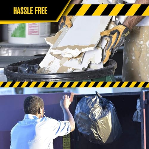 Ultrasac Heavy Duty Contractor Bags (VALUE 50 PACK/w TIES), 42 Gallon, 32.75" X 47" - 3 MIL Thick Large Black Industrial Garbage Trashbags for Construction and Commercial use - size: 1 Count (Pack of 50)
