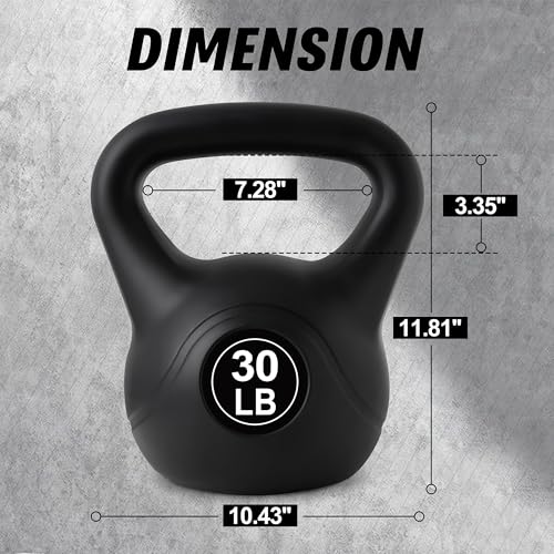 ALTLER Vinyl Plastic Concrete Kettlebell 10-50LBS Safe Strength Training Kettlebell Anti-Slip Grip Weight for Home Workouts and Men/Women/Beginners - size: 30LB