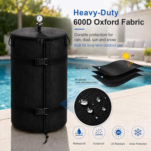 2 Pack Pool Filter Cover, Heavy Duty Pool Equipment Cover for for wide range of cartridge and D.E. filters, UV Resistant Pool Pump Enclosure with Adjustable Straps & Top Zipper