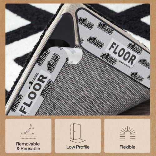GORILLA GRIP® Rug Gripper Pads, 24 pc Reusable Double-Sided Stickers Keep Area Rugs Corners Flat, Grips Hardwood, Tile and Laminate Floors, Renter Friendly, Holds Down Carpet in Place, Home Décor