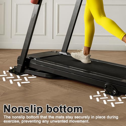 6 Pcs Anti Shock Treadmill Mat Pads, Thick High Density Rubber Exercise Equipment Mats for Vibration Damping, Noise Reduction, and Floor Protection in Home Gym