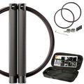 GODROP Jump Rope - Adjustable Speed Jump Rope - 2x Steel Coated Ropes, Carrying Case - Aluminum Anti Slip Handles with Double Ball Bearings for Double Unders, CrossFit, Boxing & Home Workout for Men & Women - color: Black
