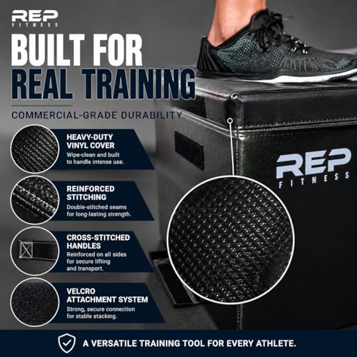 REP Fitness Stackable Soft Foam Plyo Box Set, Adjustable Plyometric Jump Box for Home Gym Workouts, Plyometric Jumping Platform for Exercise, Step Training, HIIT & CrossFit - style: 4", 6", and 24"