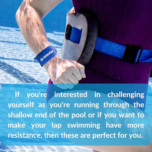 Sporti Fitness Wrist Weights - Water Weights for Aqua Belt Pool Exercise, Comfortable Fit - color: Wrist Weight - Blue - 2lbs