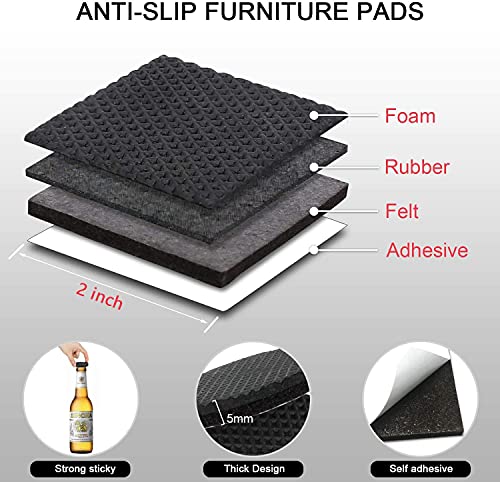 Yelanon Non Slip Furniture Pads -16pcs 2.5" Grippers Hardwood Floors, Non Skid for Furniture Legs,Self Adhesive Rubber Furniture Feet, Anti Slide Furniture Floors Protectors for Keep Couch Stoppers - size: 16pcs 2.5" Square