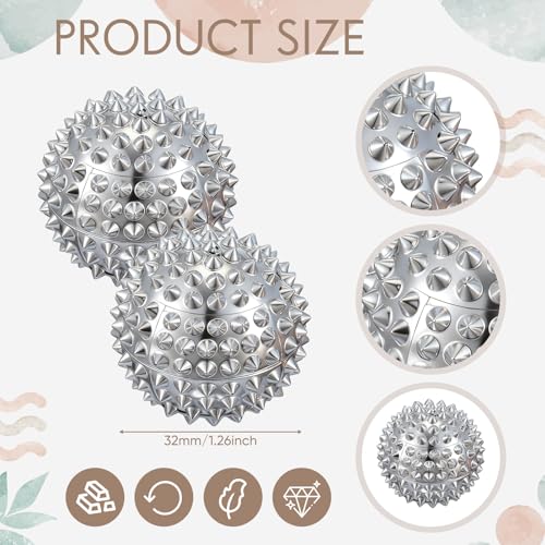 6 Pcs Magnetic Massage Ball for Adults Spiky Massage Ball for Hand Exercise, Pain Pressure and Stress Relief Gifts for Stocking Stuffers(Silver) - color: Silver