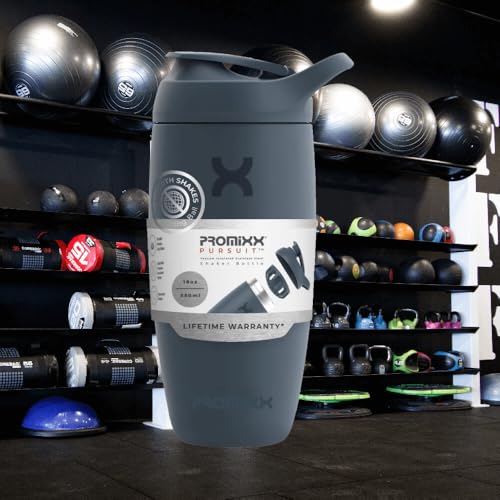 Promixx Pursuit Shaker Bottle - Insulated Stainless Steel Water Bottle and Shaker Cup - 18oz - Midnight Blue - color: Midnight Blue