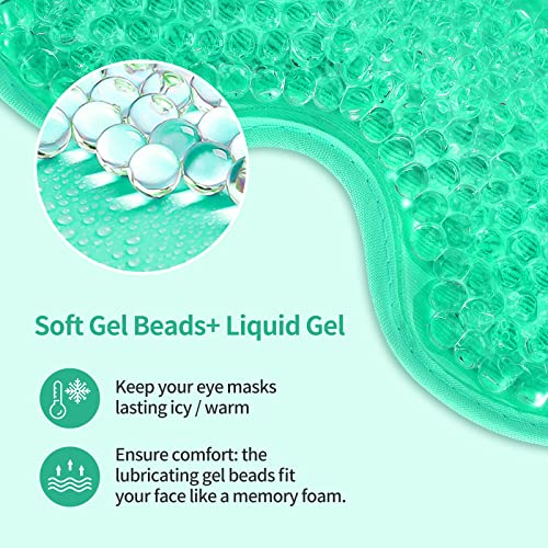 2PCS Gel Eye Mask Reusable Cold Therapy Gel Bead Eye Mask for Puffiness/Dark Circles/Eye Bags/Dry Eyes/Headaches/Migraines/Stress Relief(Green) - color: Green