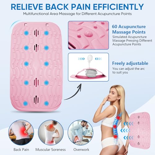 Ergonomic Lumbar Support Board, Lower Back Stretcher Adjustable Air Compression Mat Spinal Decompression Device, Back Stretcher for Lower Back Pain Relief,Ideal for Adults at Home or Work(pink) - color: pink