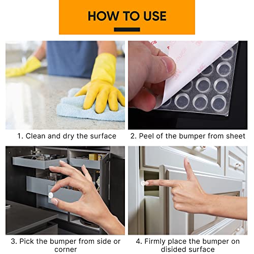 64 Self Adhesive Cabinet Door Bumpers – Sticky Clear Silicone Rubber Pads for Furniture Drawers, Kitchen Cabinets, Decor, Wall Protection – Vellax - size: 64 Pcs