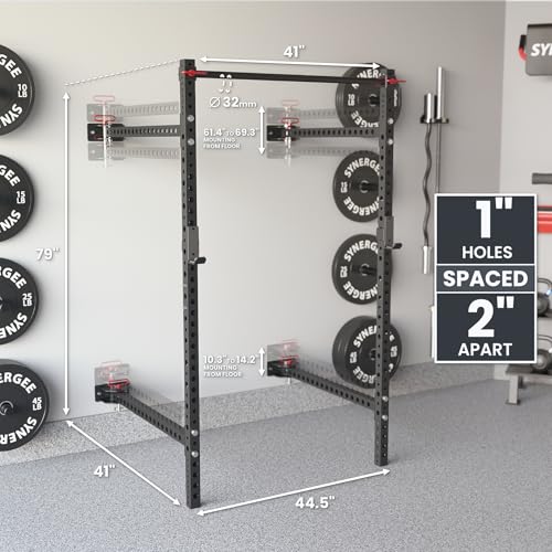 Synergee 2200 Folding Rack – 750 lb Capacity Power Cage - color: e) Black 79" x 41"