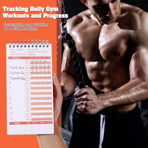 Mooliwe 3 Pcs Gym Journal 4'' x 8'' Fitness and Workout Book Notebook 70 Sheets Workout Log Bodybuilding Workout Book Tracker Workout Planner Notepad for Women Men Training Goal