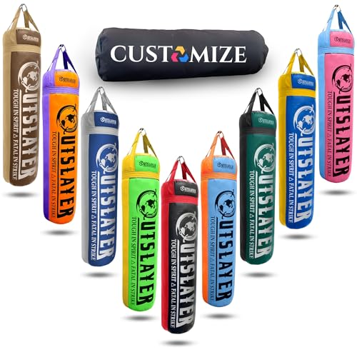 Outslayer 100 lbs Filled Heavy Bag | Custom Colors for Boxing, Kickboxing, Taekwondo & MMA Training | Made in USA - color: Custom Dual Color (DC), style: Without Bottom D-Ring