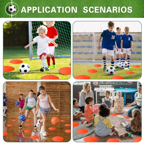 Poly Spot Markers 4 inch/9 inch Non-Slip Rubber Agility Training Markers Floor Dots Flat Field Cones for Football, Soccer, Basketball, School Exercise Drills, Dance Practice - color: Orange Red, size: 9 inch