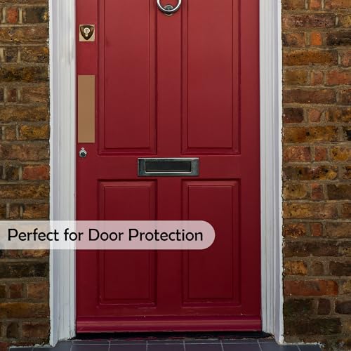 Rubber Bond Push Plates (4 Pack) 4" x 16" - Effortless Peel & Stick - Prevents Dents & Scratches - Self-Adhesive & Universal Fit (Brown) - color: Brown, size: Push Plate - 4 Pack - 4"x16"