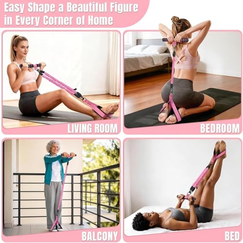 Resistance Exercise Band with Handles, Workout Band Weight Band for Physical Therapy,Strength Training Home Gym Fitness,with Door Anchor & Storage Bag. - color: Pink(30LBS,30LBS,30LBS）