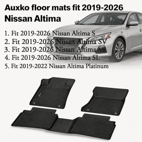 All Weather Floor Mat Fit for Nissan Altima 2019-2025 2026 S/SV/SR/SL/Platinum All Model TPE Liners Altima Accessories All Season Guard Odorless Anti-Slip Liner Black - size: 4) altima|2019-2025|floor mats