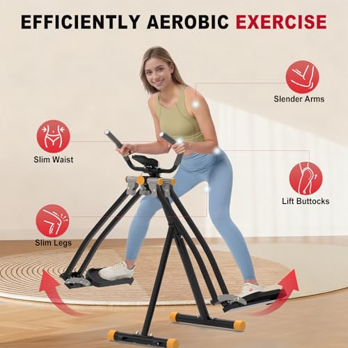 HOTWAVE Air Space Walker, Foldable Elliptical Exercise Machine | Gentle on Joints & Low-Impact. 350lb capacity. Cross trainer stepper. Home gym equipment. - color: Gray