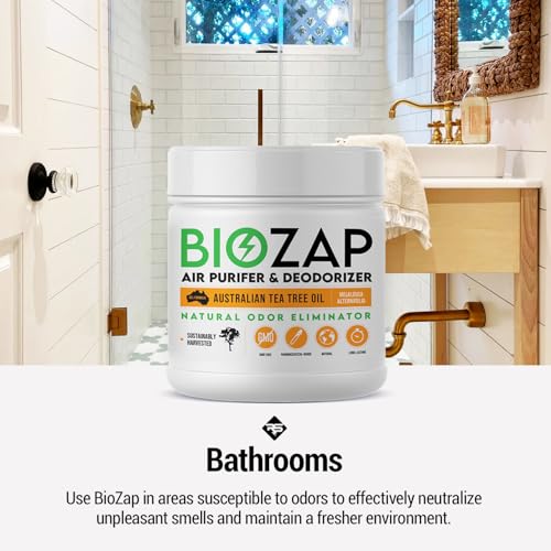 BioZap Air Purifier & Deodorizer (16-oz Jar) - Australian Tea Tree Oil Gel. Naturally Eliminates Odors in Basements, Crawlspaces, Gyms, Cars, Closets and More.