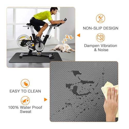 Treadmill Mat Compatible with Peloton Bike, 6mm Thick Exercise Bike Mat for Treadmill and Row Protect Hardwood Floor Carpet - size: 60"L x 30"W x 0.2"Th