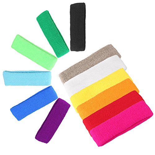 12 PCS Sports Basketball Headband Sweatband Head Sweat Band Brace Outdoor for Men Women Kids Doing Yoga Running Tennis - size: 1 Count (Pack of 12)