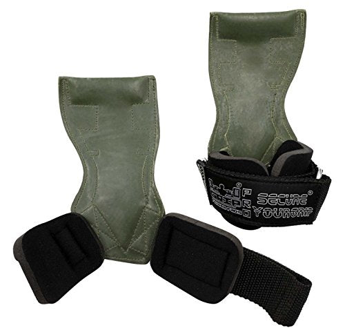Lifting Grips PRO Weight Gloves Heavy Duty Barbell Gymnastics Straps Alternative to Power Hooks Deadlifts Adjustable Neoprene Padded Wrist Wrap - color: Green Rubber, size: Medium 6.50"-7.50" Standard Wrist Size
