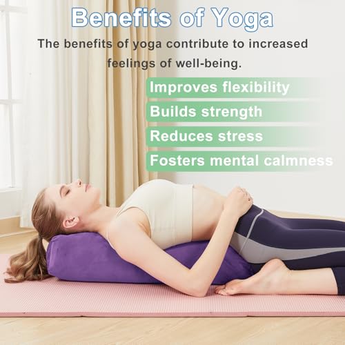 Rectangular Yoga Bolster Pillow, Meditation Pillow for Yin & Restorative Yoga, Filled with Wasted Sponge - color: Purple