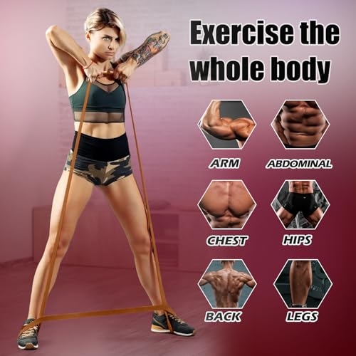 WHATAFIT Resistance Bands, Pull Up Assist Bands with Handles, Door Anchor | Natural Latex Rubber, Progressive Tension, Exercise Loop for Full-Body Fitness, Portable Gym Bag, Warm-Up & Stretch - color: 5-125LBS ORANGE RED+GRIP