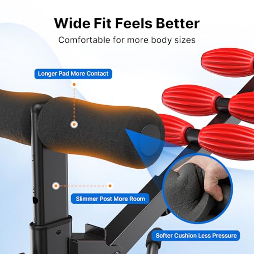 MERACH Deep Squat Machine for Women, Adjustable Glutes Trainer Machine, Core & Leg Exercise, Push Up Board Workout Equipment at Home Gym - color: Black&Red, size: X-Large