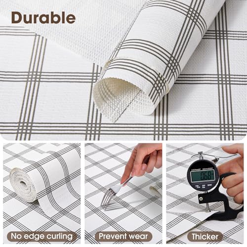 Drawer and Shelf Liner, Non-Slip Kitchen Cabinet Liners Non-Adhesive Thick Strong Grip Waterproof Washable Mats Protect Dresser Shelves Cupboard Bathroom Cabinets, White Stripes, 10 in X 20 FT - color: White Stripes, size: 10"W x 236"L