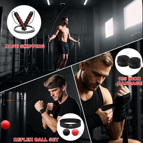 Punching Bag Set for Adults, 4FT Heavy Boxing Bag Set with 12 OZ Boxing Gloves, Suitable for MMA Karate Kickboxing Boxing Muay Thai Training at Home or Gym - Unfilled Heavy Bag - color: Black