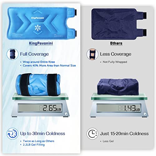 KingPavonini XXL Knee Ice Pack Wrap Around Entire Knee After Surgery, Large Reusable Gel Ice Pack for Injuries, Pain Relief, Swelling, Sports Injuries, 1 Pack (Sky-Blue) - style: Sky-blue