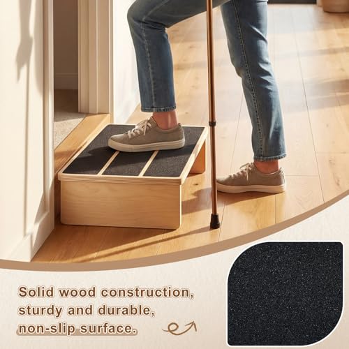 Sintuff Wooden Nesting Exercise Step Platform, Non-slip Wooden Step Stools, Heavy Duty Workout Steps for Balance & Stability Training, 330 Lbs Weight Capacity - color: Nested