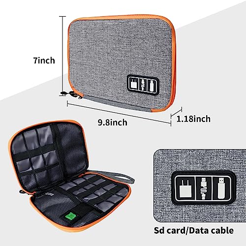 Lcsmaokin Electronics Travel Organizer,Portable Waterproof Electronic Travel Storage Bag for Small Charging Cord Storage,Charger,SD Card etc,for Travel,Business-Grey Orange - color: B-Grey-Orange, size: Single Layer