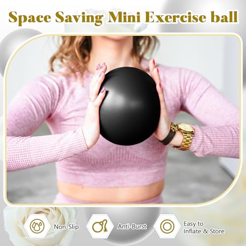 Sotiff 20 Pcs 9 Inch Pilates Ball Bulk Exercise Pilates Ball Mini Yoga Balls Therapy Core for Stability Barre Training Stretching Physical Posture Training Gym Workout with Inflation Tube - color: Black