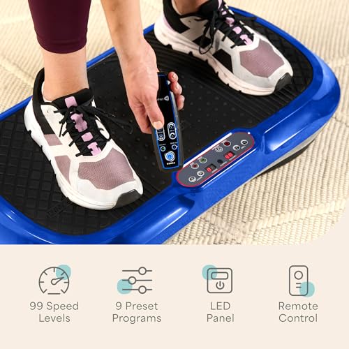 Lifepro Waver Vibration Plate Exercise Machine – High-Intensity Vibration Plate for Lymphatic Drainage – Full-Body Workout Vibrating Platform with Loop Bands – Fitness Equipment for Strength & Toning - color: Blue