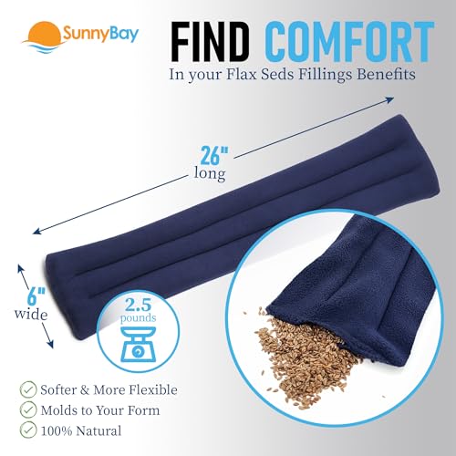SunnyBay Microwave Heating Pad, 26" Long Microwavable Neck Wrap & Heat Pack for Moist Hot Therapy, Heated Neck Warmer for Neck, Shoulder & Back Pain Relief, Flaxseed Filling, 26x6, Navy Blue - color: 6x26 Unscented - Navy Blue