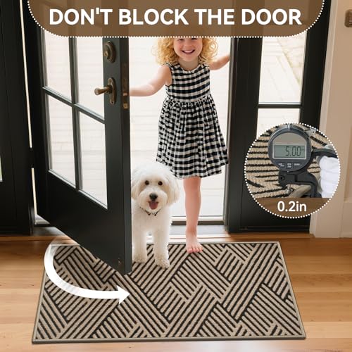 Door Mat Indoor Outside Entrance 24"x71", Low-Profile Non Slip Outdoor Inside Doormat Entryway Mat, Dirt Resistant Absorbent Front Porch Welcome Entry Mats, Washable Easy Clean, Brown - color: Brown, size: 24"x71"