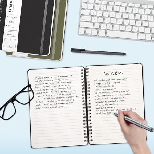 ABERLLS Lined Spiral Journal Notebook with 160 Pages, 8×5.7in, A5 Spiral Notebook, Journaling Notebooks for Work, School, Women, Men, College Ruled Spiral Notebook, Hardcover Leather Journals, Black - color: Black, size: A5