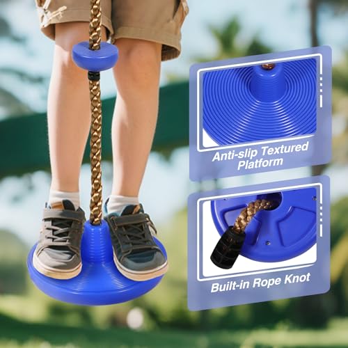 RedSwing Kids Swingset Bundle,Trapeze Swing Bar and Climbing Rope Swing, Kids Swingset Heavy Duty Coated Chains with Carabiners, Outdoor Play Playground Accessories, Blue - color: Blue + Blue