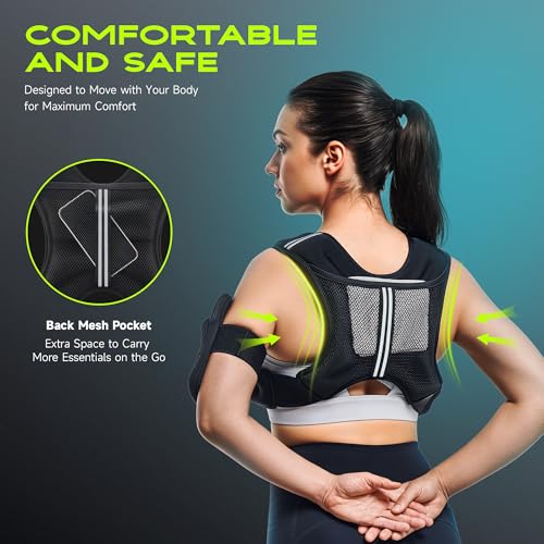 Weighted Vest, Weighted Vest for Women Men, 5lb/10lb/15lb/20lb/25lb/30lb SGS Certified Weight Vest with Pocket Reflective Strips Adjustable Buckle Straps for Walking Running Strength Training Cardio Workout - size: 20lbs