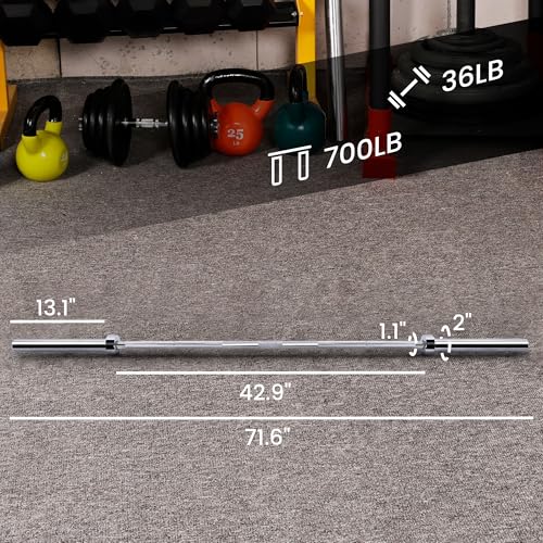 Fitvids 2 Inch Olympic Barbell Bar, 5/6/7 Feet Bar with Collar for Home Gym Strength Training, weight lifting, Bench Press, 700 LB Capacity - style: 6-Foot