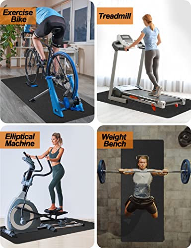 Treadmill Mat 78"x36", WERCHO Walking Pad Mat for Carpet Hardwood Floors 6mm Heavy-Duty Exercise Equipment Mat for Treadmil Pad, Rowing Machine, Spin Bike, Elliptical Trainer, Home, Gym - size: 78"L x 36"W x 0.24"Th