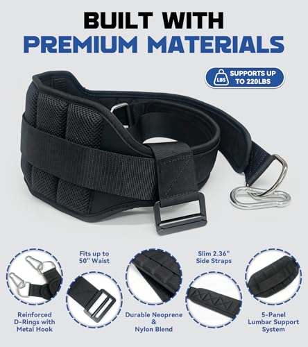 Weight Lifting Belt for Belt Squats, Squat Machine and Rack Attachment | Padded Hip and Thigh Support, Comfortable Fit, Strength Training, Powerlifting, Home and Gym Workouts
