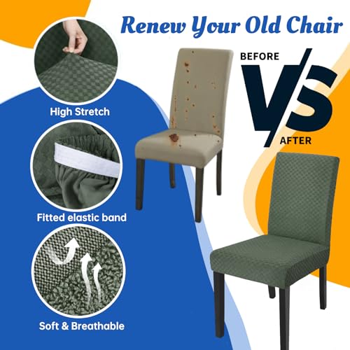YEMYHOM 2 Packs Latest Checkered Dining Chair Slipcover Parsons Chair Furniture Protector Stretch Chair Covers for Dining Room, Restaurant, Kitchen, Party (Army Green) - color: Army Green, size: 2 Packs - Dining Chair