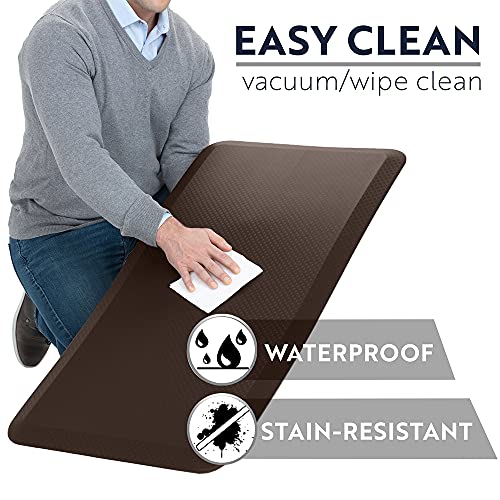 KANGAROO Anti Fatigue Mats for Kitchen Floor, 70x24 Runner, 3/4 Inch Cushioned Ergonomic Mat, Reduce Foot Pressure, Waterproof Comfort Rug for Under Sinks, Office Standing Desk, Store Floors, Brown - color: Brown, size: 70" x 24" x 0.8"