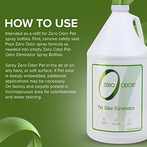 Zero Odor Pet Odor Eliminator, Air and Surface Odor Remover for Carpet, Furniture, and Pet Beds, Refill, 128 oz - size: 3785 ml (Pack of 1)