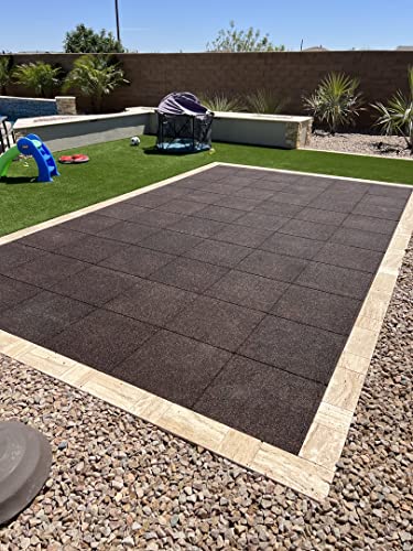 Playsafer Elevate Rubber Playground Tiles - 1" Thick High Density Interlocking Shock Absorbent Safety Tile for Playgrounds, and Exercise Equipment - 20" X 20" (180 Tiles - 486 Sq. Ft. - Brown) - color: Brown