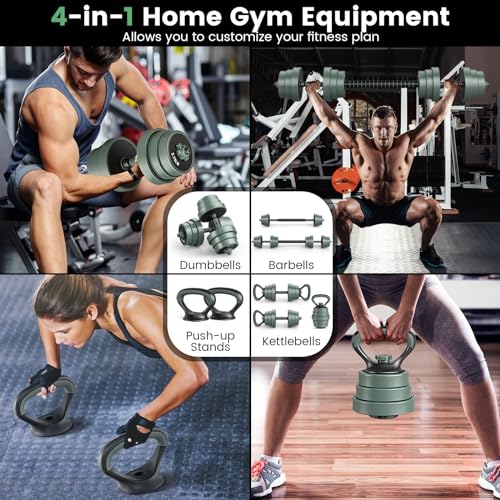 GYMAX Adjustable Dumbbell Set, 4 in 1 Free Weight Set with Connector, 92/47 LBS Used As Dumbbells, Barbells, Kettlebells, Push up Stands, Weight Lifting Training Equipment for Home Gym Workout Exercise - color: 47 LBS